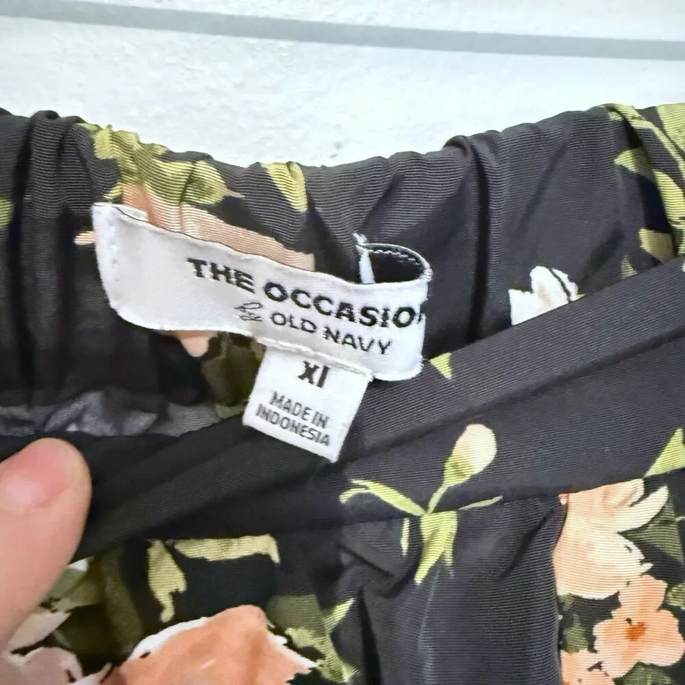 Old Navy The occasion Floral Black Taffeta High Waisted Skirt Crop Top Set XL - Picture 12 of 13